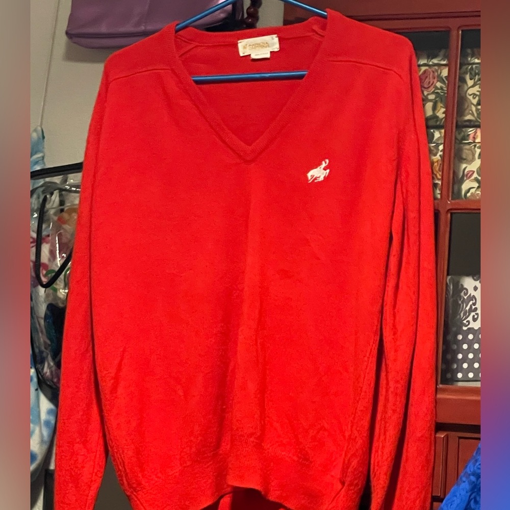 - Sweater unisex vtg Orlon V-neck acrylic Rare Soft Sahara label fine gauge 60s